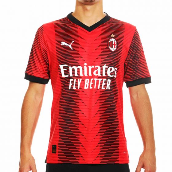 23/24 AC Milan Camiseta De Fútbol En Casa Para Hombre Rojo Negro