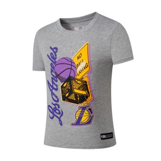 Remera De Algodón Fan Shop Tee Los Angeles Lakers Gris Niños De 8 14 Años.