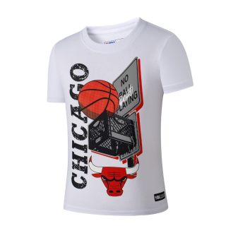 Remera De Algodón Fan Shop Tee Chicago Bulls Blanco Niños De 8 14 Años.
